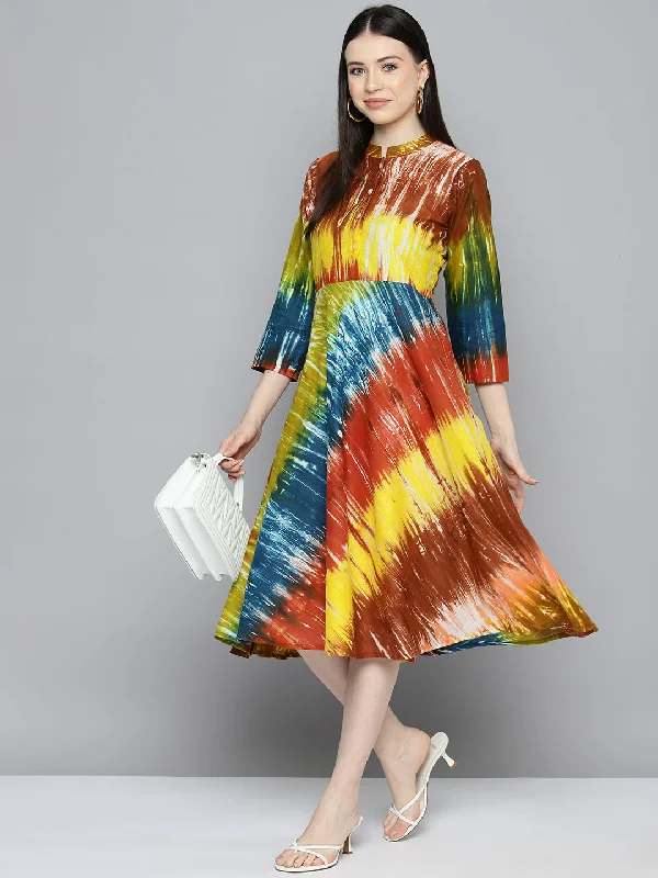Jompers Women's Ombre effect flared dress - Orange