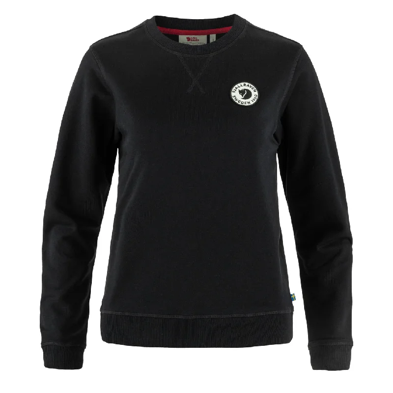 Fjallraven Womens 1960 Logo Badge Sweater Black Terry Terry Cloth Terry Knit