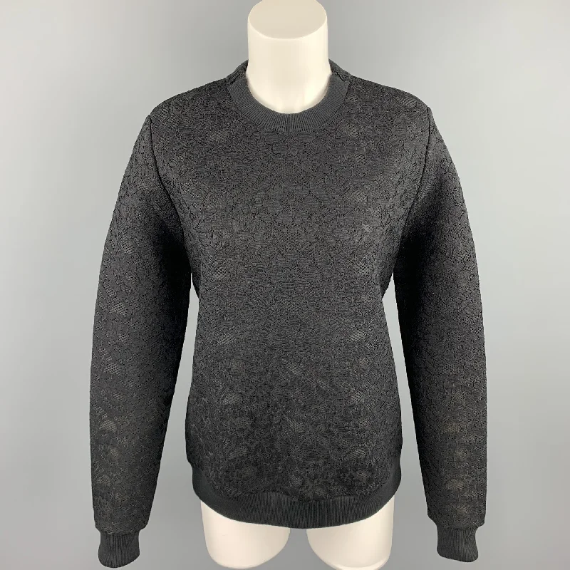 GIVENCHY Size S Black Lace Polyester Blend Crew-Neck Pullover Thin Wool Pullover
