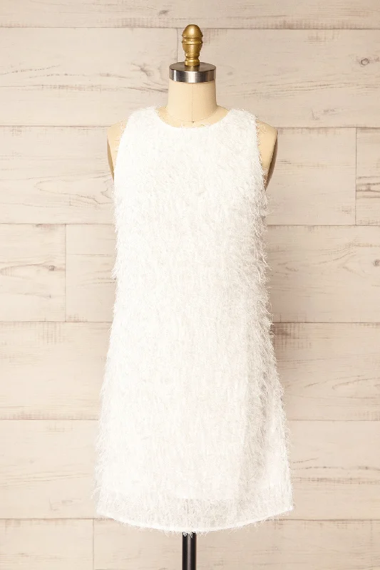 Estriez | Short White Fringed Dress