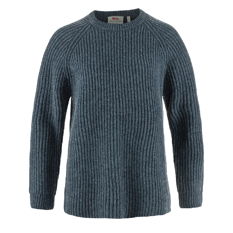 Fjallraven Womens Ovik Rib Sweater Navy Mesh Sweater Canvas Denim