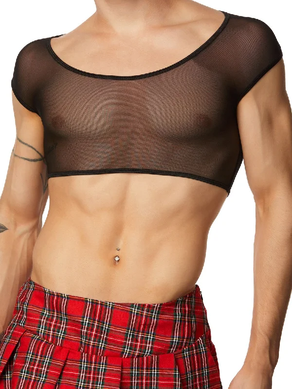 Mesh Crop Top Beaded Sequined Faux Fur