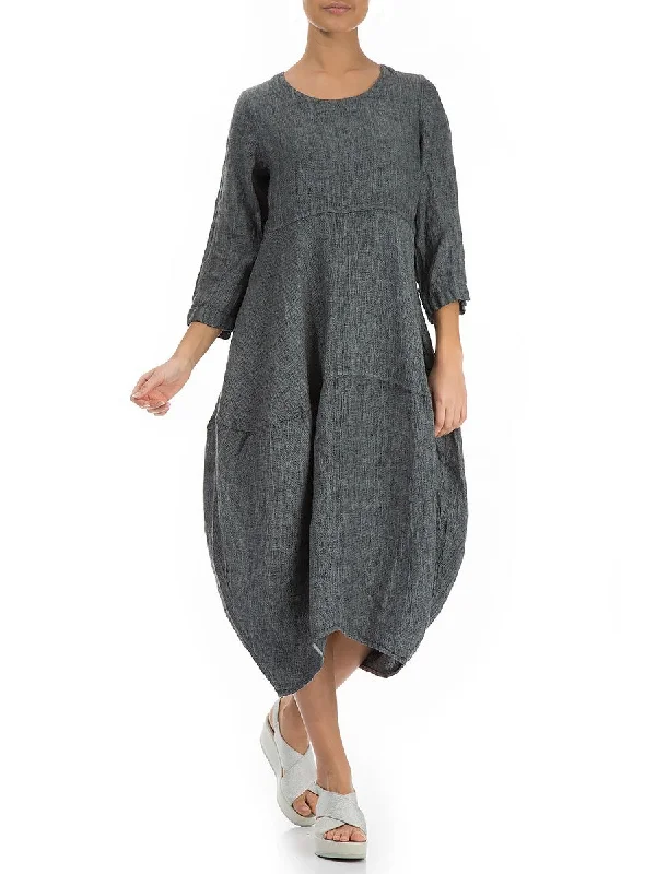 Pure Color High Waist Loose Linen Casual Dress