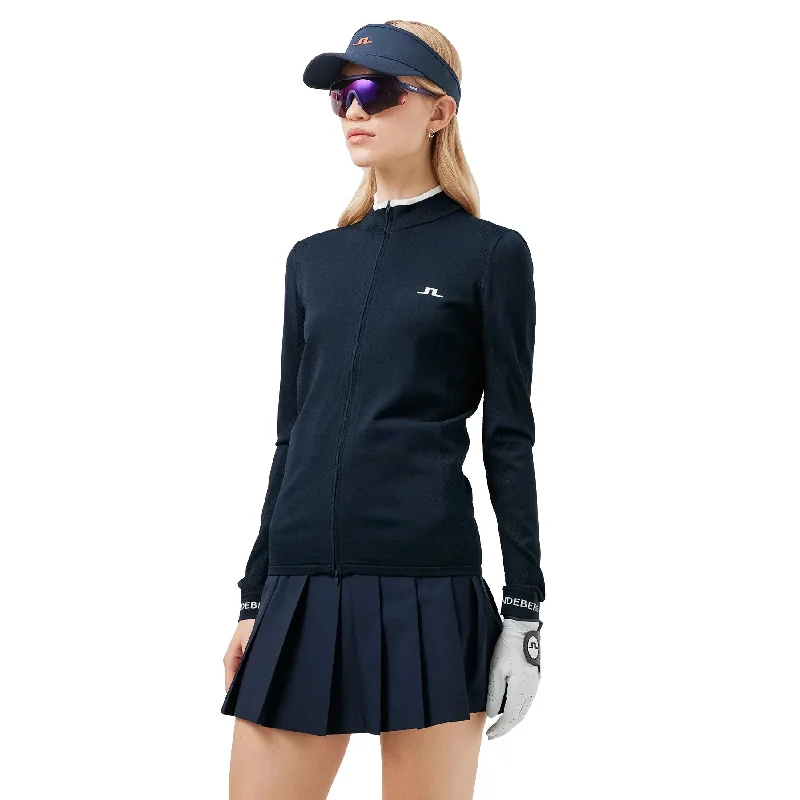 J. Lindeberg Alma Knitted Navy Womens Golf Sweater High Neck Crew Neck V-Neck