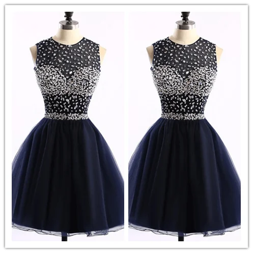 Tulle New Arrivals Black Short Prom Gown Prom Dress