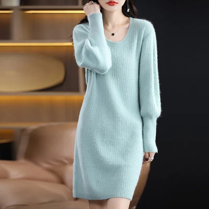 Mink Cashmere Long Sweater - High Stretch, Lantern Sleeves, Solid Pattern Slim Fit Regular Fit Oversized Mink Cashmere Long Sweater - High Stretch, Lantern Sleeves, Solid Pattern Slim Fit Regular Fit Oversized