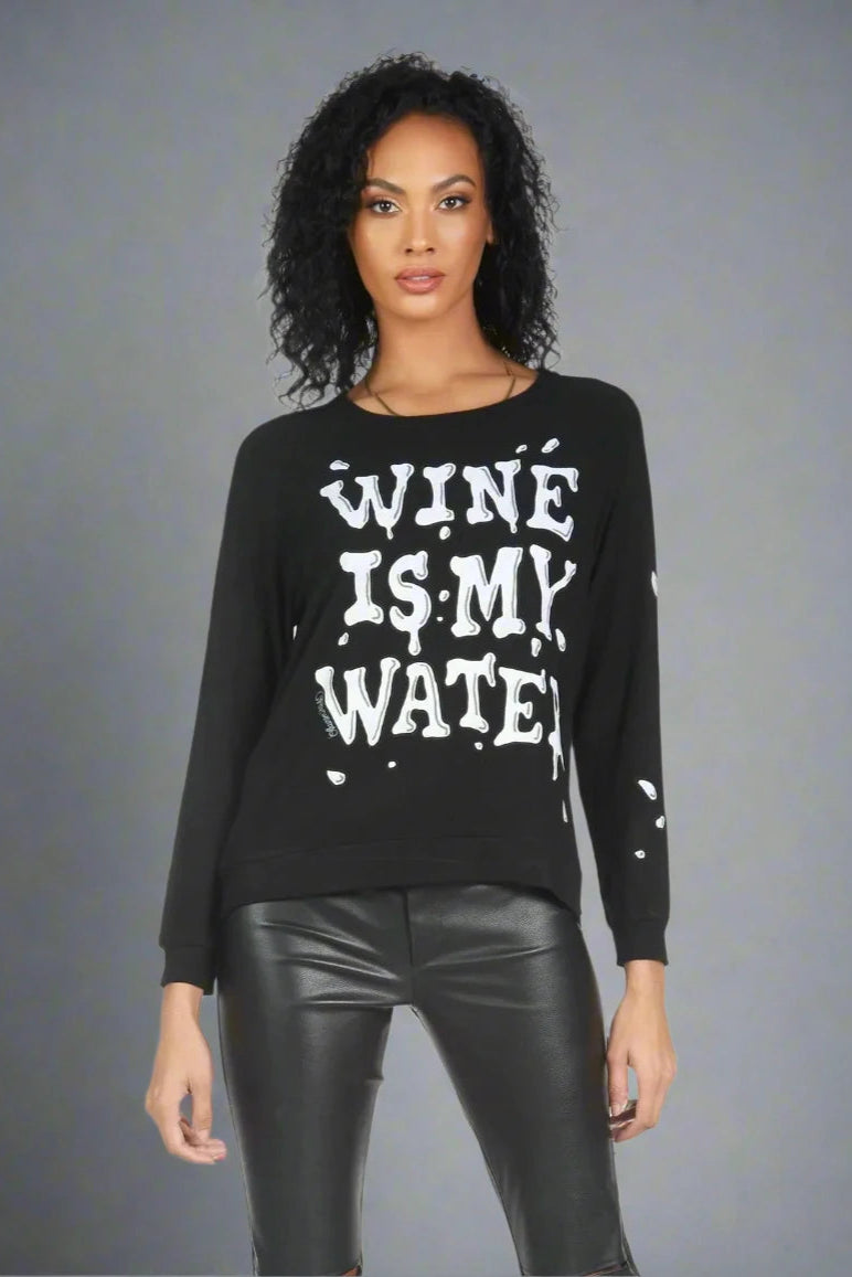 Lauren Moshi Everly Wine is My Water Pullover Fine Merino Wool