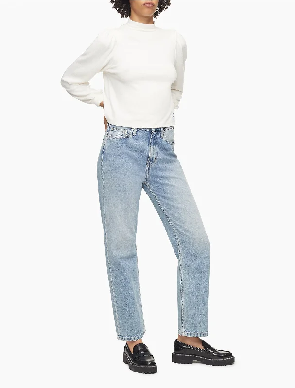 Calvin Klein Mock Neck Blouson Sleeve Sweater - Women Nylon Fabric Polyester Fabric Spandex Fabric Calvin Klein Mock Neck Blouson Sleeve Sweater - Women Nylon Fabric Polyester Fabric Spandex Fabric