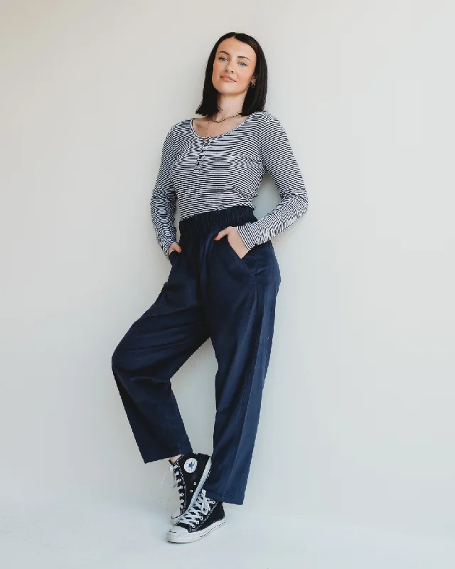 Kate Navy Cord Trousers Trousers Cargo pockets