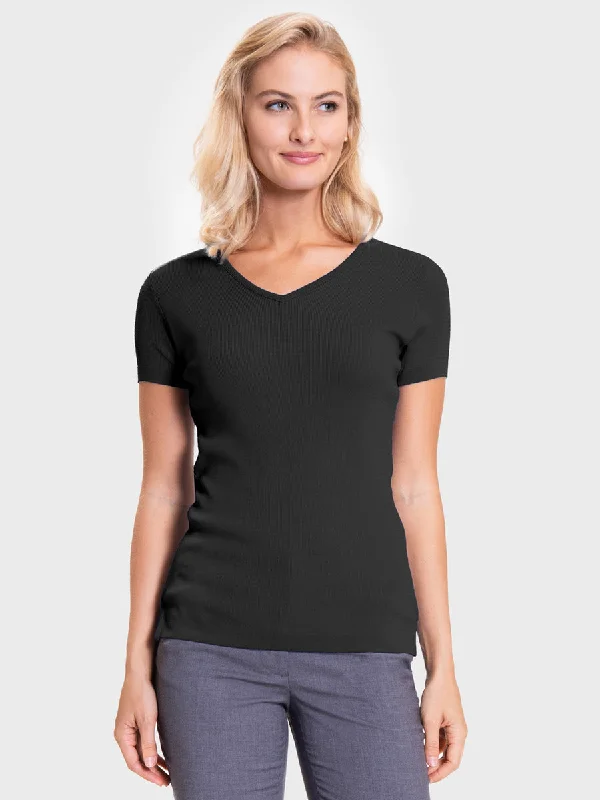 Ladies' V-Neck Shell Sweater - Black Faux Fur Fabric Real Fur Fabric Shearling Fabric Ladies' V-Neck Shell Sweater - Black Faux Fur Fabric Real Fur Fabric Shearling Fabric