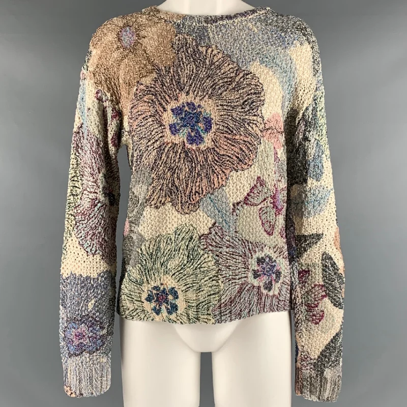 ETRO Size M Beige Multicolour Cotton Blend Floral Crew Neck Pullover Square Neck Pullover ETRO Size M Beige Multicolour Cotton Blend Floral Crew Neck Pullover Square Neck Pullover