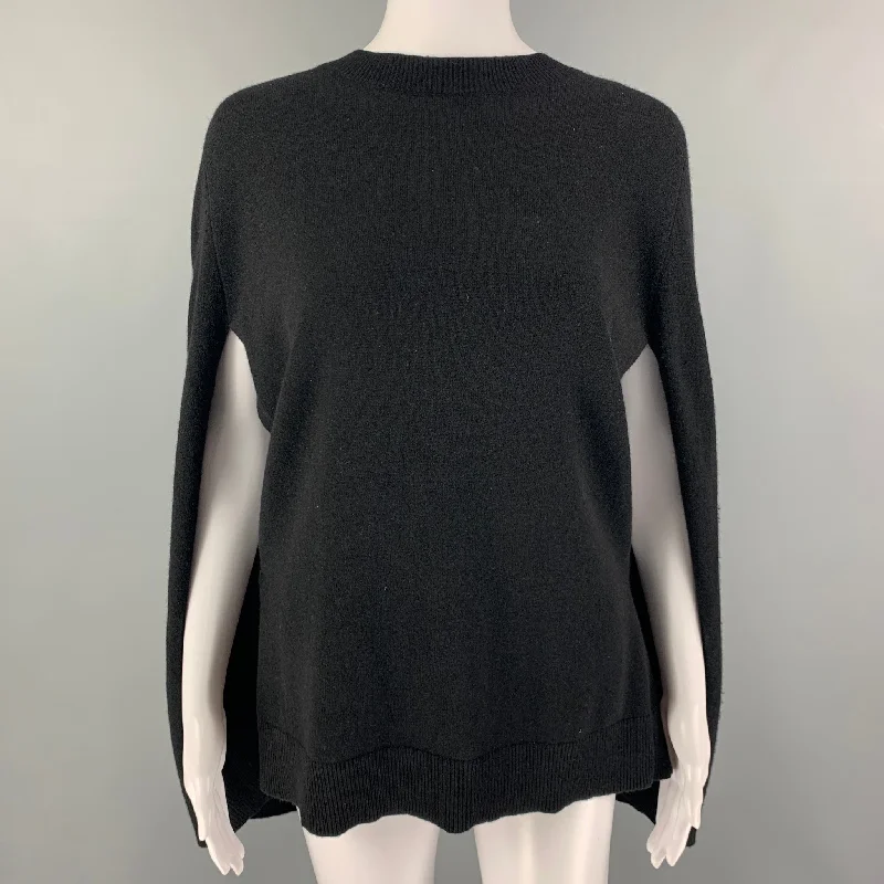 DKNY Size S Black Cashmere Capelet Pullover Kimono Neck Pullover