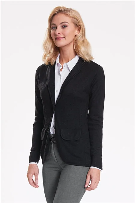Ladies' Lola Sweater Blazer - Black Tailored Straight A-Line