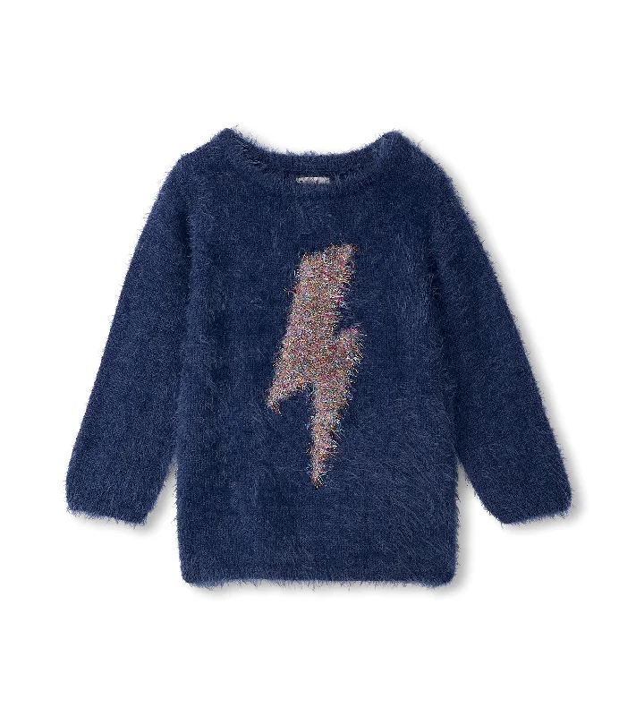 Metallic Lightning Furry Graphic Sweater Seamless Knitted Crochet