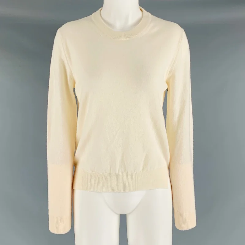MAISON MARGIELA Size M Cream Crew-Neck Pullover Textured Knit Design