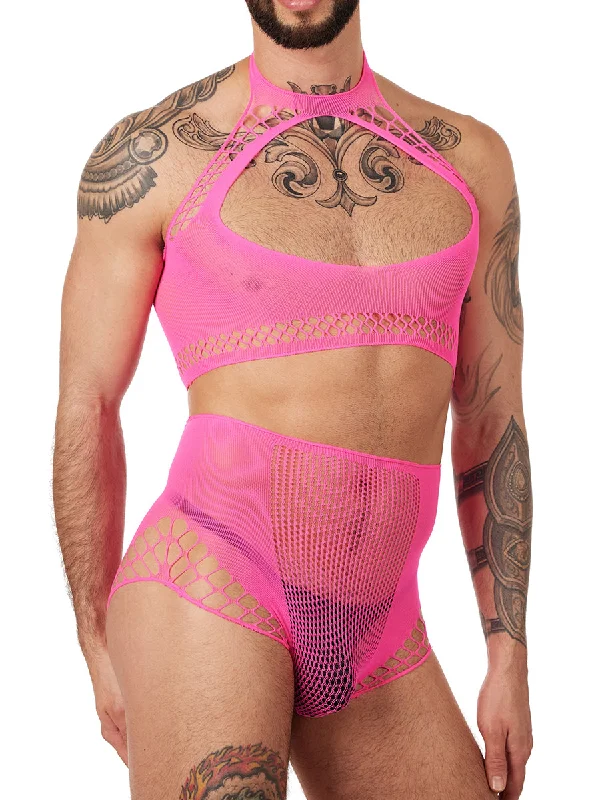 Halter Crop Top & High Waist Panty Set Fashionable Trendy Casual