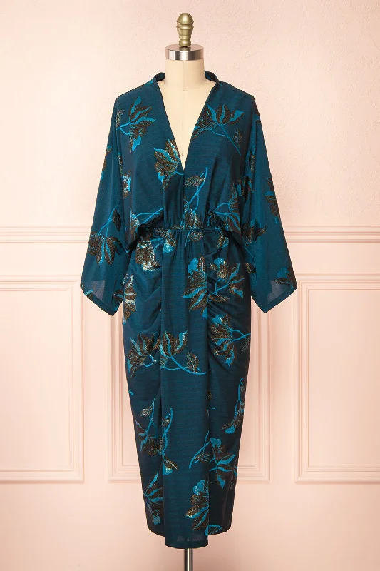 Erykah | Midi Floral Dress w/ 3/4 Sleeves