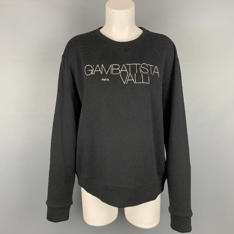 GIAMBATTISTA VALLI Size XL Black & White Cotton Pullover One Shoulder Top