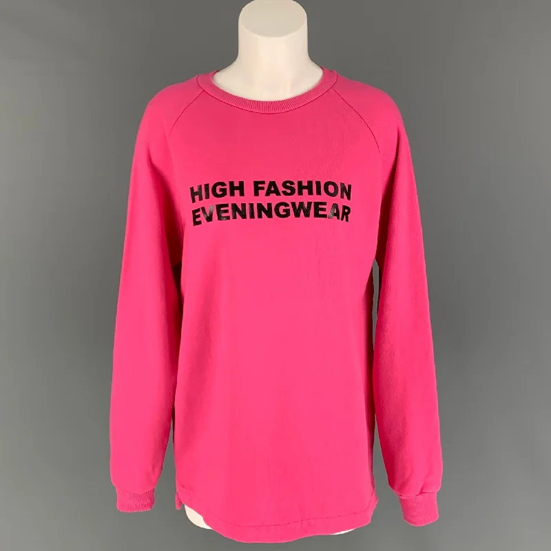 BAJA EAST Size L Pink Cotton Graphic Crew-Neck Pullover Peter Pan Collar