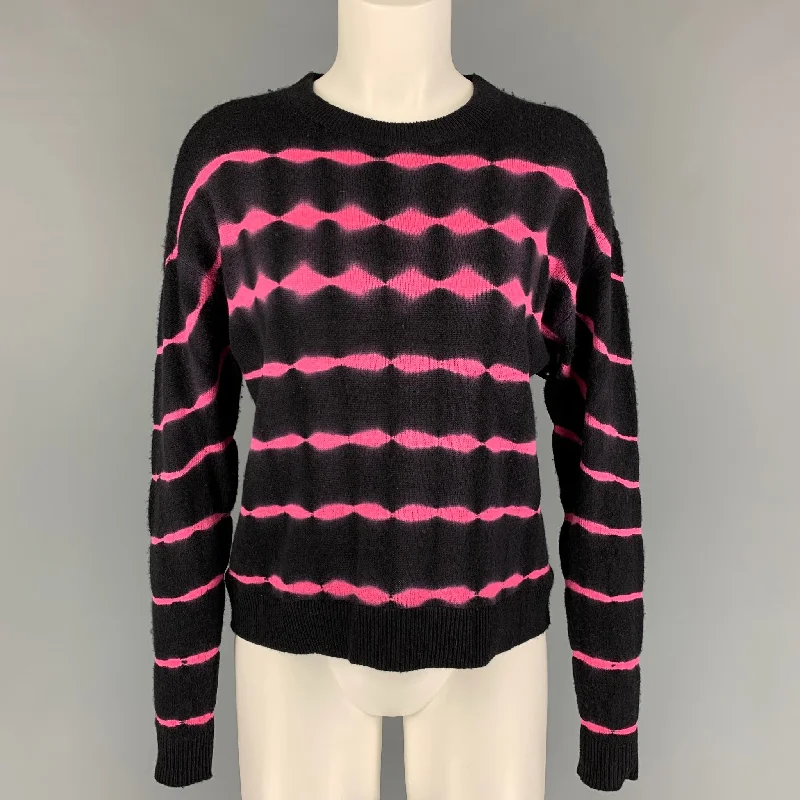 ALICE + OLIVIA Size S Black Fuchsia Cashmere Pullover Turtleneck Warm Pullover