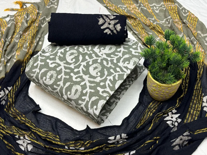Cotton Hand Blocked Batik Dress Material