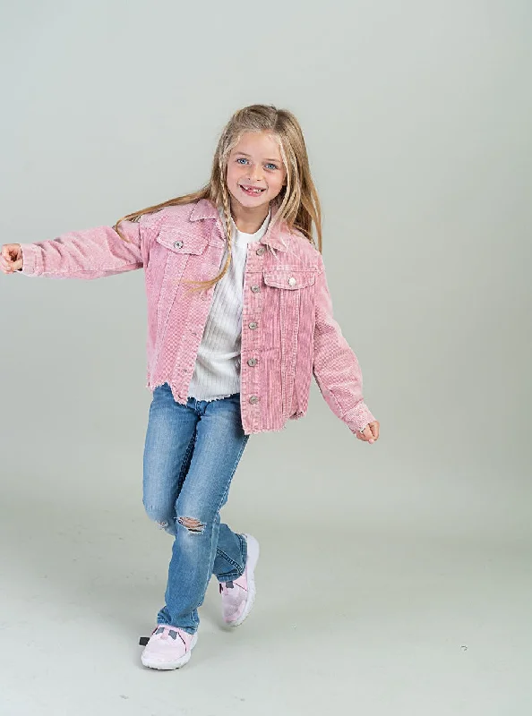 Corduroy Jacket Youth [Washed Pink-IJ14602K] Chenille Jacket Brocade Jacket Lace Jacket