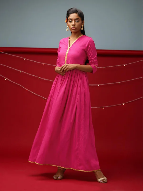 trueBrowns Pink Gold Lace Dress