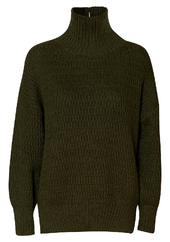 Composite Olive Pullover Sweater Boat Neck Sweater