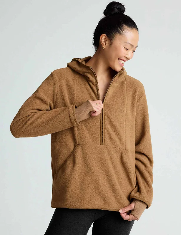 Urban Explorer Half Zip Pullover - Deep Tan Crew Neck Wool