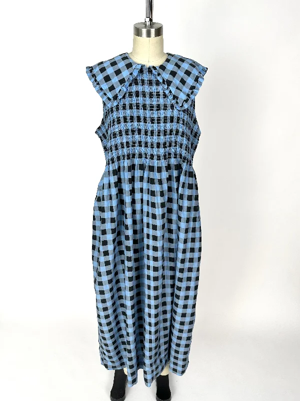 Ganni Ruffle Collar Gingham Dress