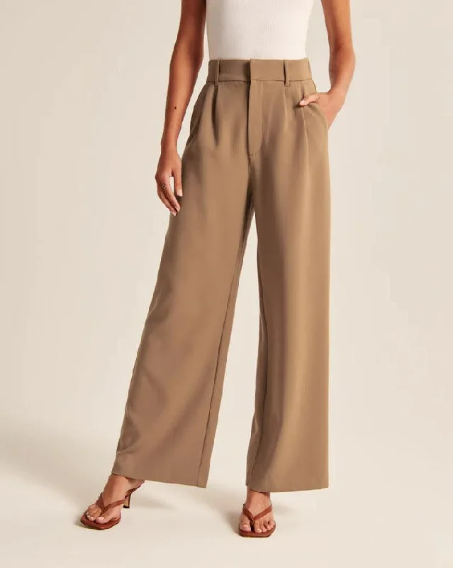 High Waist Straight Trousers With Pockets Wide Leg Casual Pants For Women Trousers versatile functional