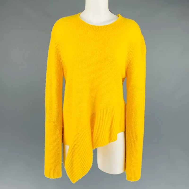 STELLA McCARTNEY Size 6 Yellow Cashmere Silk Asymmetrical Pullover Short Sleeve Top