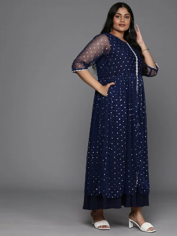 Ahalyaa Women's Traditional wear Ethnic Dress - Navy Blue