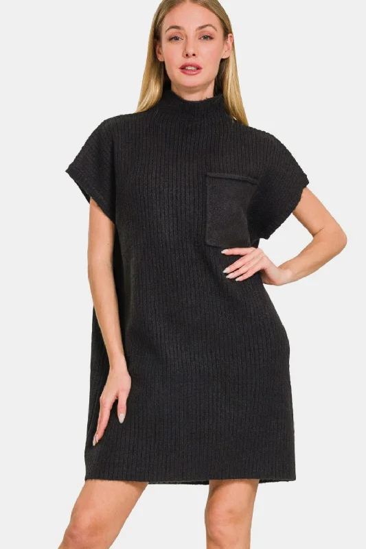 Blue Zone Planet | Zenana Short Sleeve Sweater Mini Dress Wool Fabric Cashmere Fabric Tweed Fabric Blue Zone Planet | Zenana Short Sleeve Sweater Mini Dress Wool Fabric Cashmere Fabric Tweed Fabric