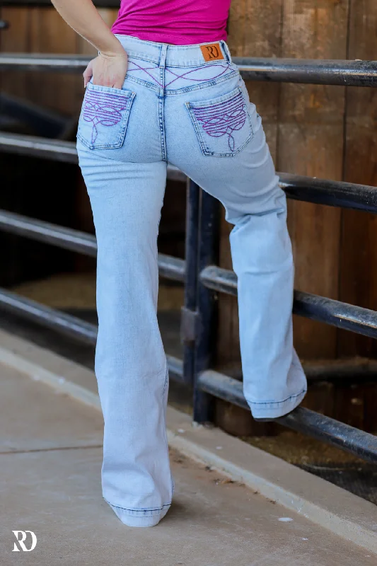 CHEYENNE LIGHT WASH PINK POCKET TROUSER JEANS Trousers versatile all-occasion