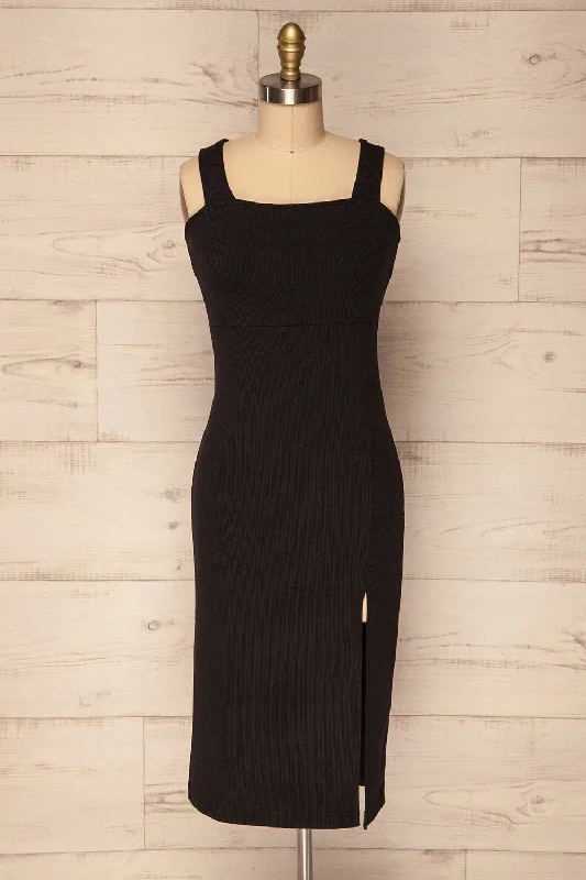 Episcopi | Black Ribbed Dress