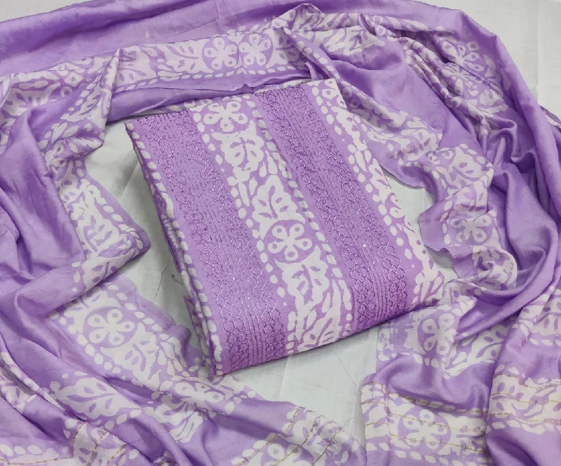Silk Anchor Stitching Batik Dress Material (Unstitched)
