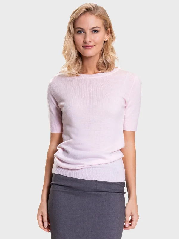 Ladies' Sloane Crewneck Sweater - Soft Pink Satin Fabric Silk Fabric Chiffon Fabric