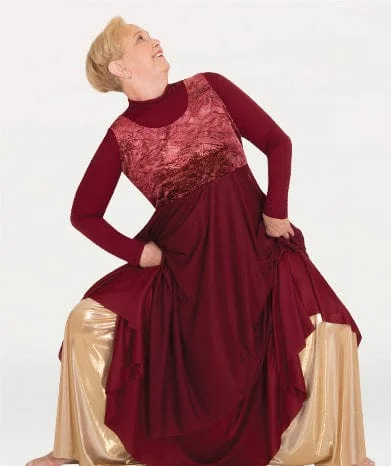 Body Wrappers 650 Ladies Sparkly & Velvety Tank Pullover Tunic Ribbed Crew Neck