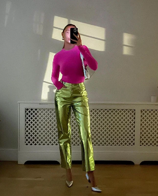 GREEN METALLIC TROUSER Trousers Denim Blue