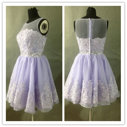 Lace Short Lavender Homecoming Dress Prom Dresses