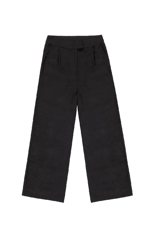 TAILORED LINEN TROUSER IN BLACK Trousers Cargo pockets