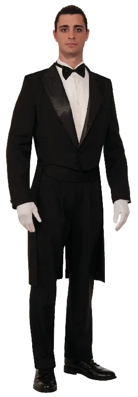 Mens Tuxedo Tailcoat + Trousers Adult Costume Male Halloween Trousers sophisticated sleek
