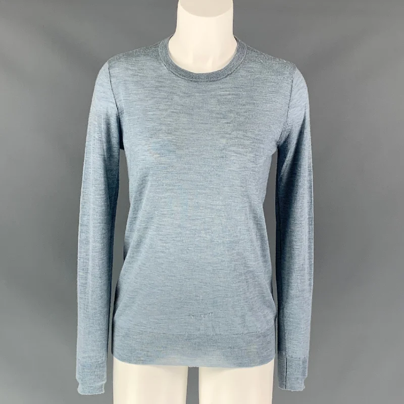JOSEPH Size M Light Blue Cashmere Solid Pullover Flare Sleeve Stylish