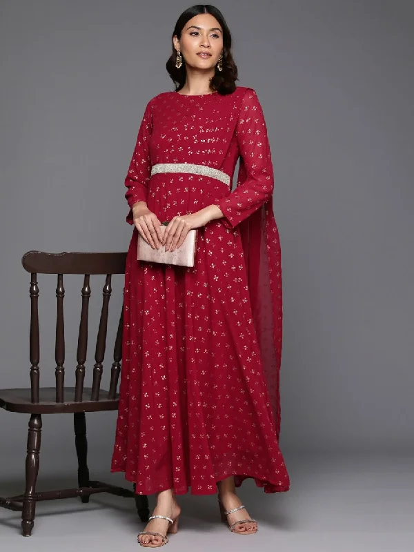 Ahalyaa Women's Traditional wear Ethnic Dress - Maroon