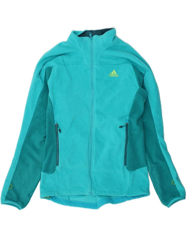 ADIDAS Womens Fleece Jacket EU 42/44 Large Turquoise Polyester