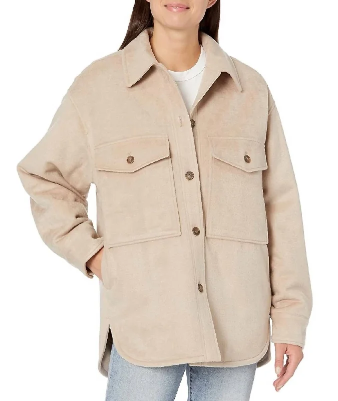 Ariana Wool Shacket In Khaki