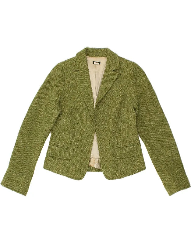 J. CREW Womens Open Blazer Jacket US 10 Large Green Wool