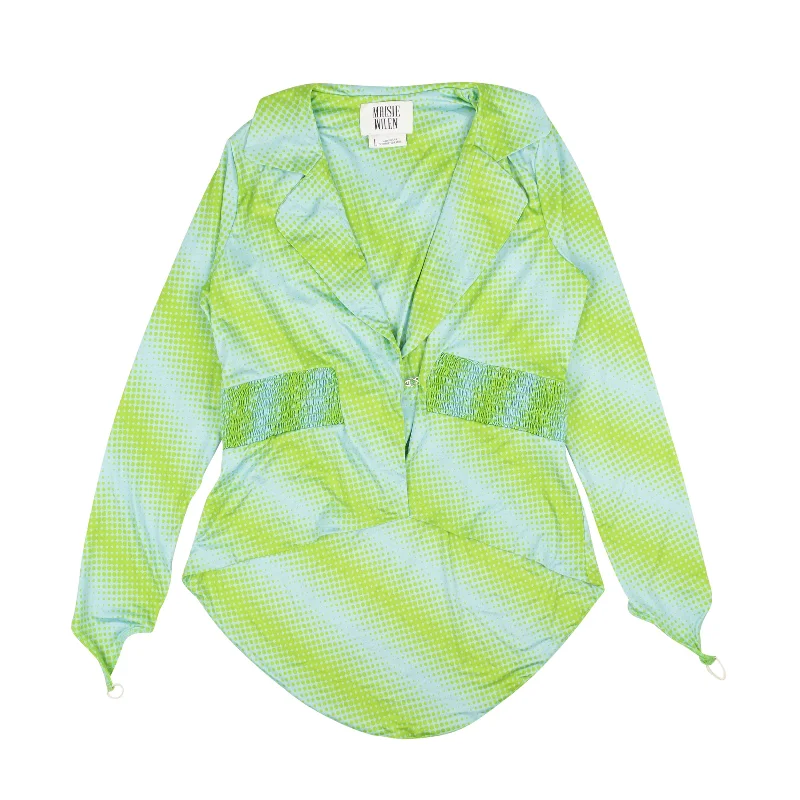 Maisie Wilen Ruched Blazer Jacket - Blue/Green