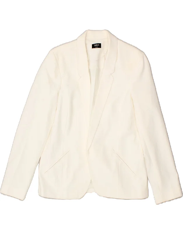 OASIS Womens Blazer Jacket UK 12 Medium Off White Polyester